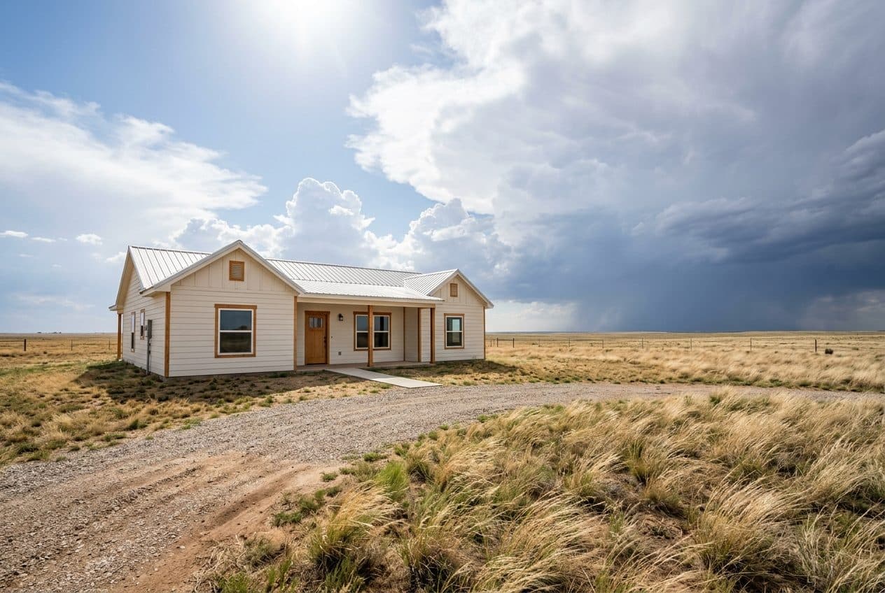 Freshly painted home exterior under a big Texas Panhandle sky